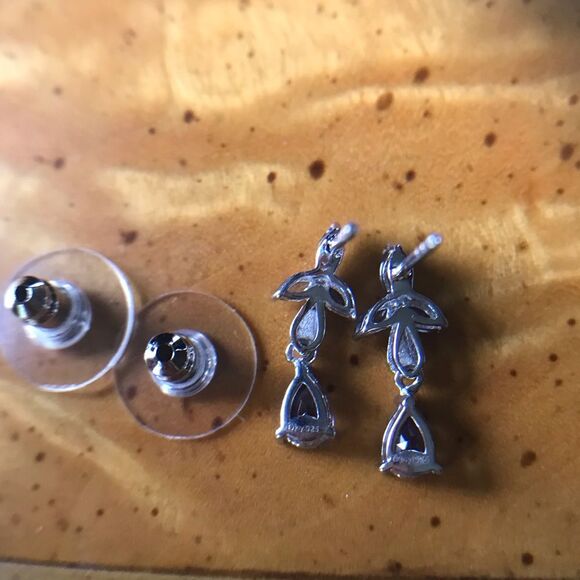 Natural Tanzanite Sterling Silver Dangle Earrings - Picture 4 of 5